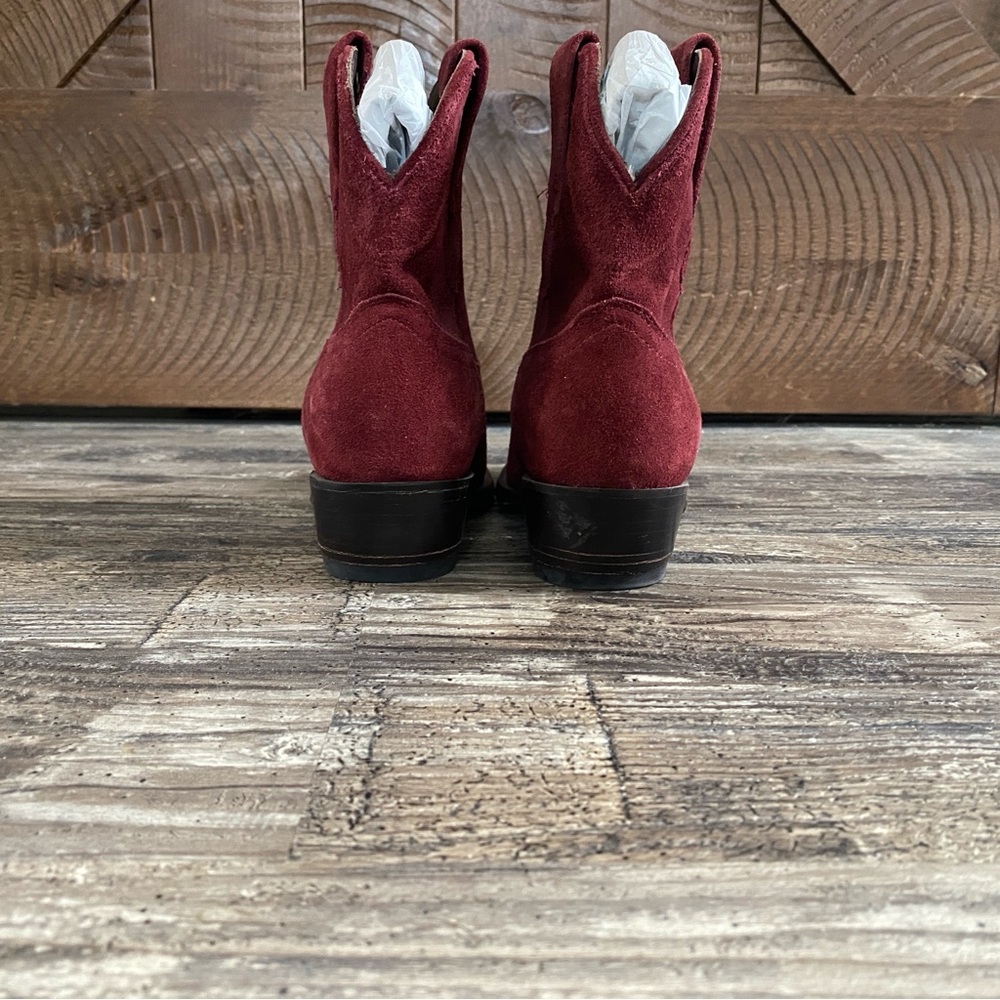 Tecovas Paige Burgundy Suede Booties - Rare Pull-On Edition - Size 5.5B - Picture 9 of 16